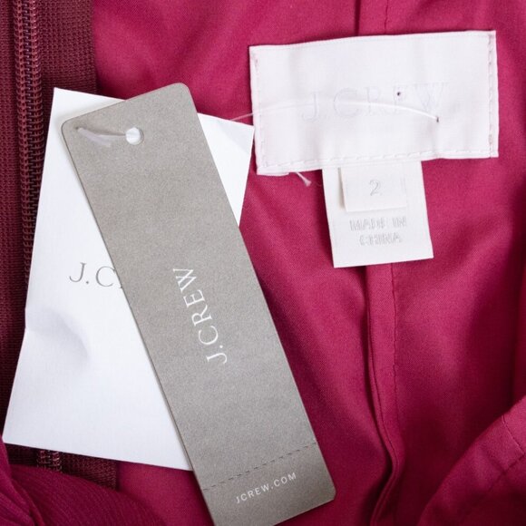 J Crew Silk Chiffon Cocktail Dress Red Wild Berry Midi Size 2 - Picture 5 of 16